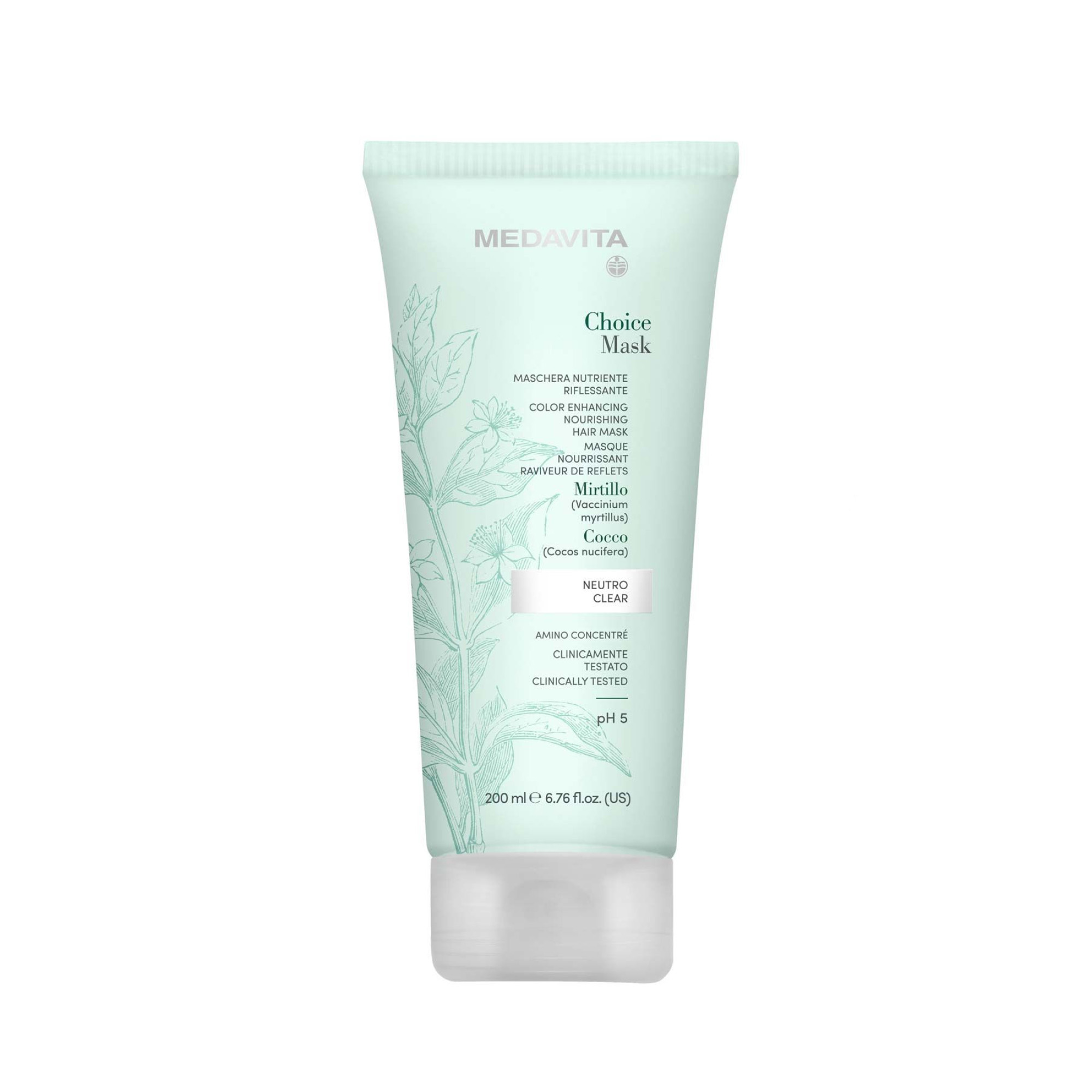 Тонувальна живильна крем-маска для натурального та фарбованого волосся / Medavita Choice Mask - 200 