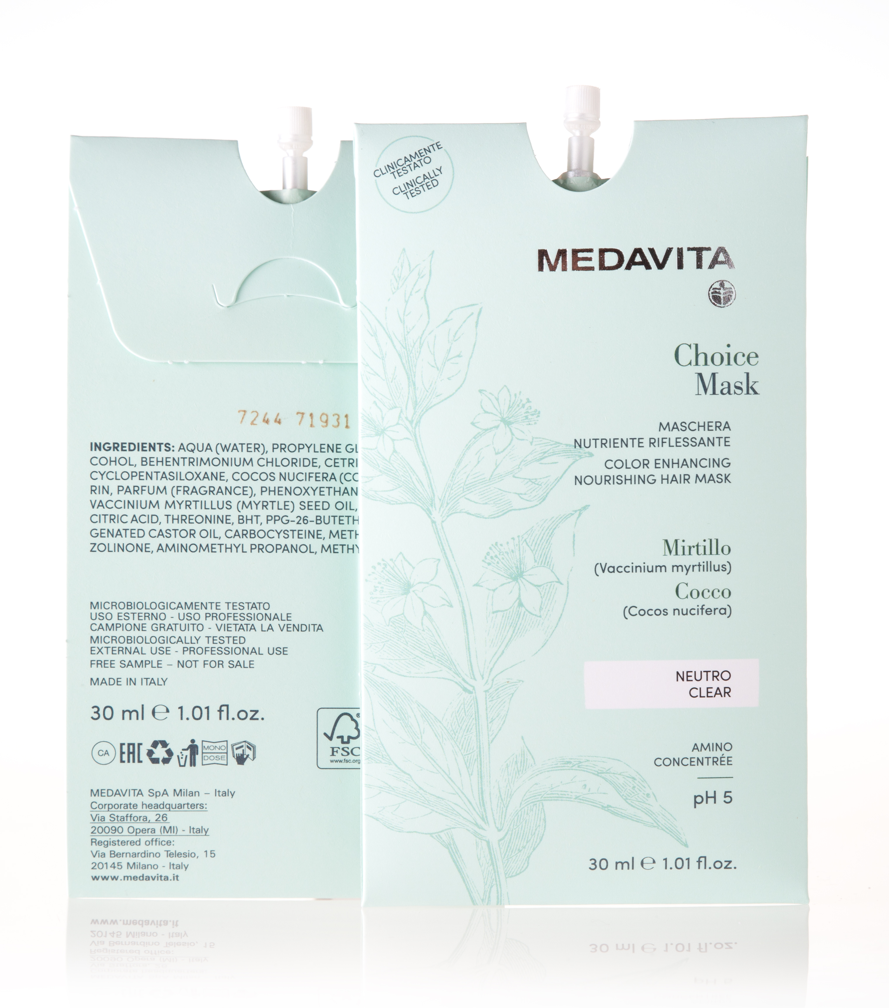 Тонувальна живильна крем-маска для натурального та фарбованого волосся / Medavita Choice Mask - 30 м