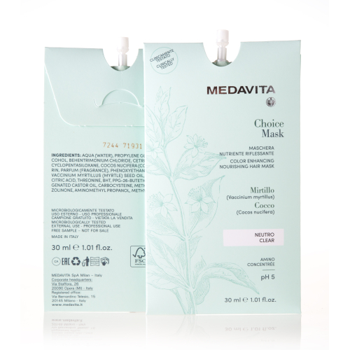 Тонувальна живильна крем-маска для натурального та фарбованого волосся / Medavita Choice Mask - 30 м