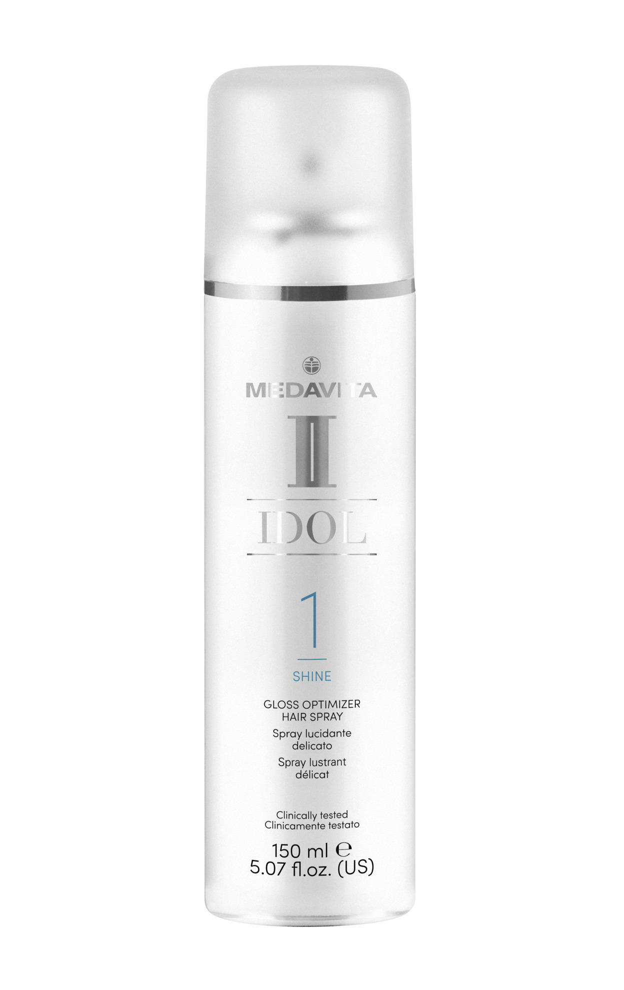 Делікатний глянцевий спрей для волосся Gloss Optimizer / Medavita Idol Shine Hair Spray