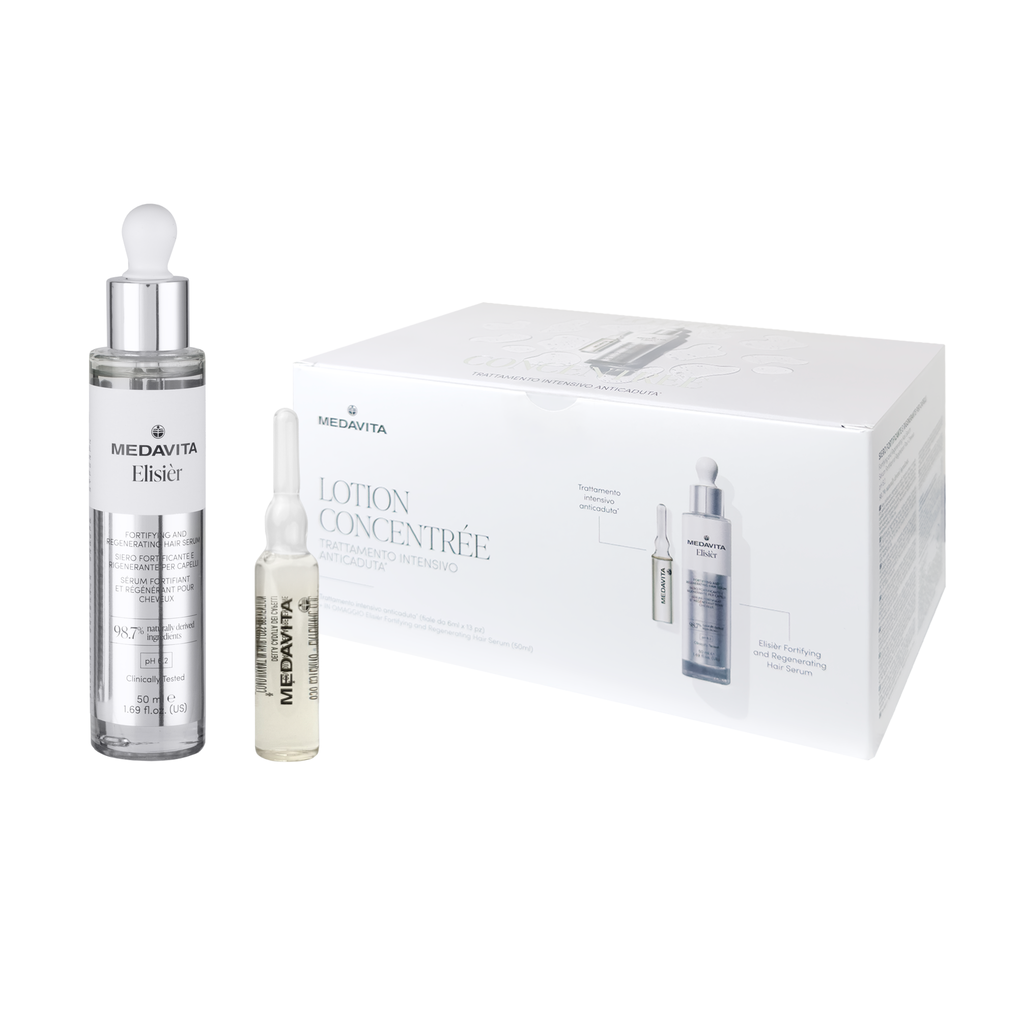 Набір для профілактики та боротьби із випаданням волосся / Medavita Lotion Concentrée & Elisièr