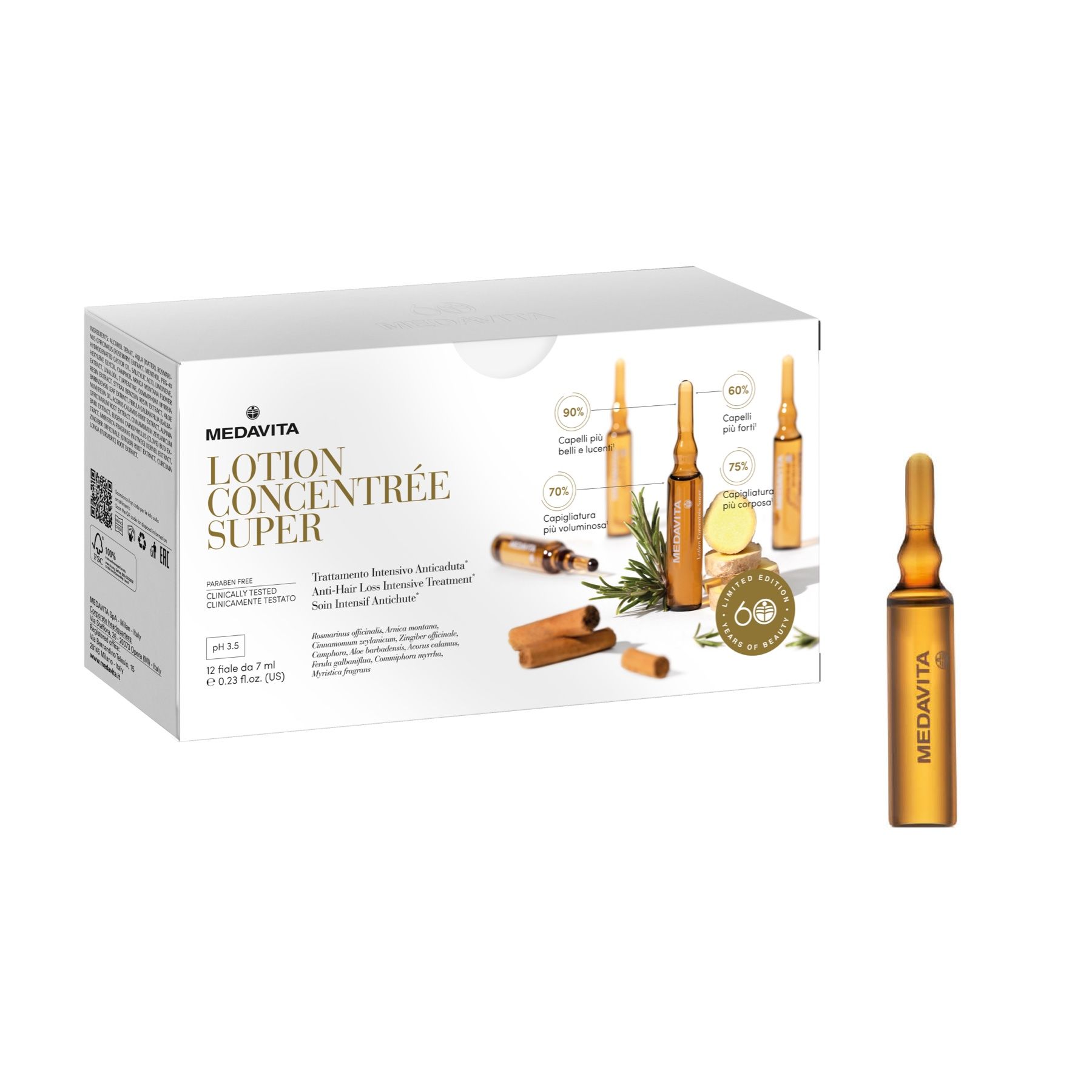 Супер інтенсивний лосьйон проти випадіння волосся в ампулах / Medavita Lotion Concentrée Super
