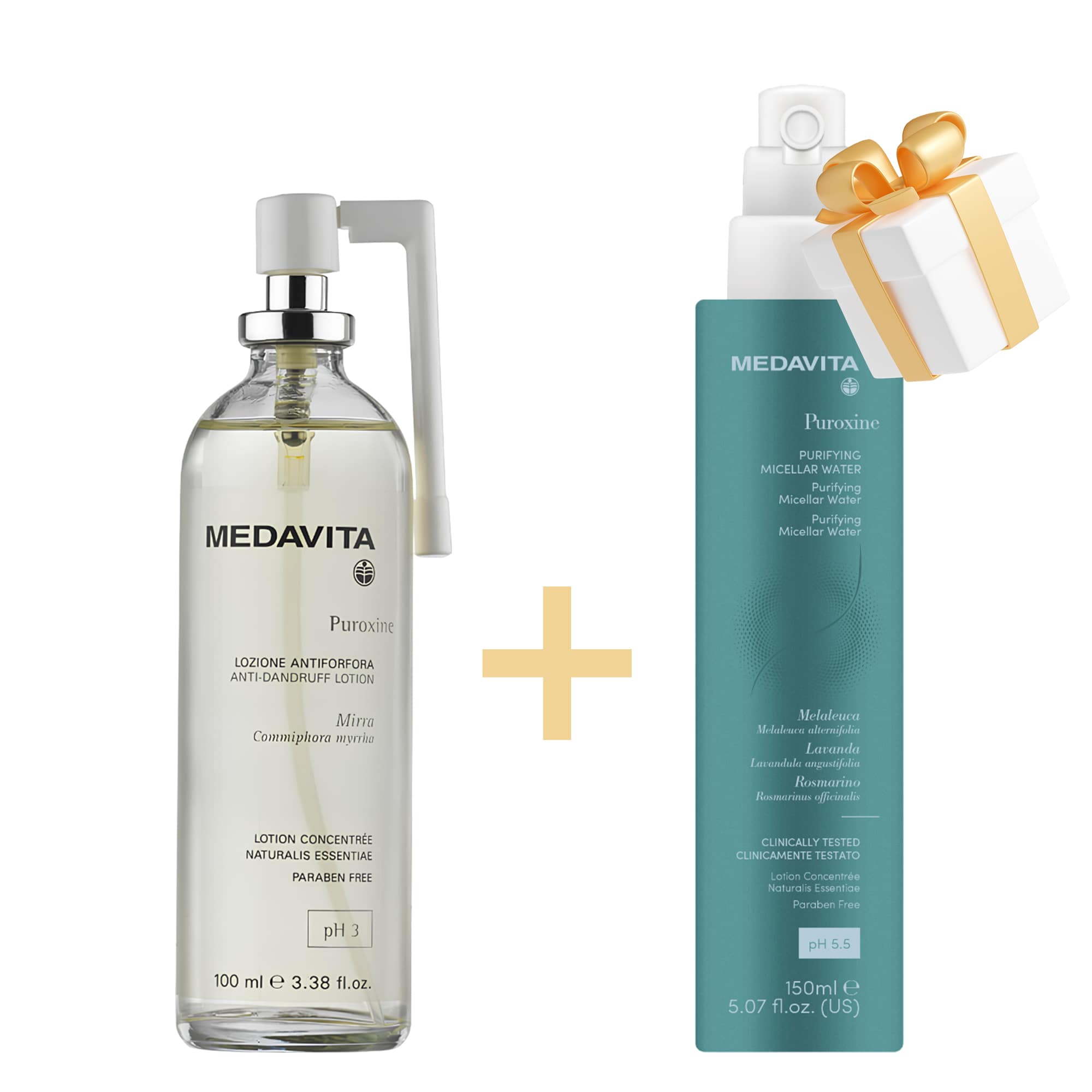 Активний лосьйон проти лупи Puroxine + Освіжаюча очищувальна міцелярна вода для шкіри голови у подар