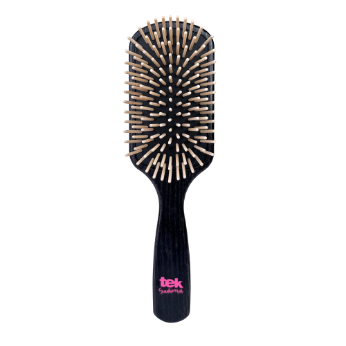 Деревʼяна прямокутна щітка для волосся tek